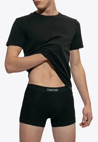 Tom Ford Black Stretch Cotton Crew Neck T-shirt In Black