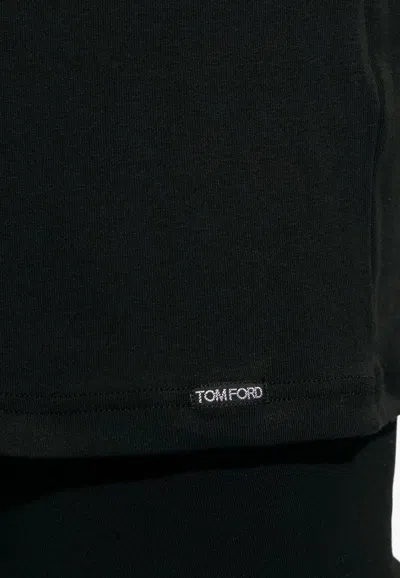 Tom Ford Black Stretch Cotton Crew Neck T-shirt In Black