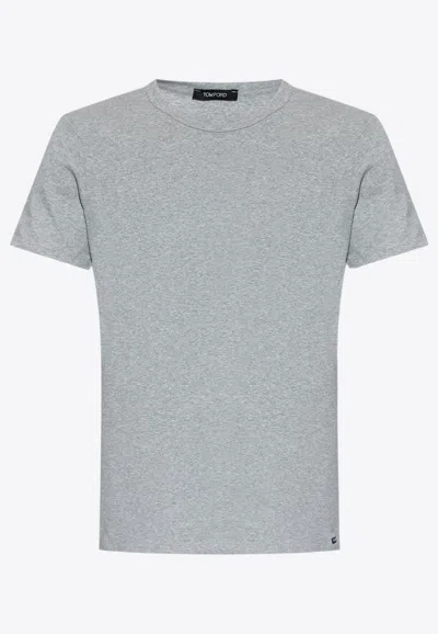 Shop Tom Ford Basic Crewneck T-shirt In Gray