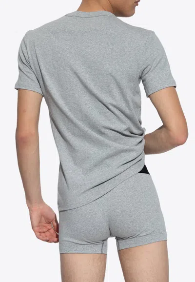 Tom Ford Crew Neck Short Sleeve T-shirt With Tonal Stitching In Gray