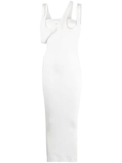 Shop Attico The  Ribbed Jersey Midi Dress - Runway In White