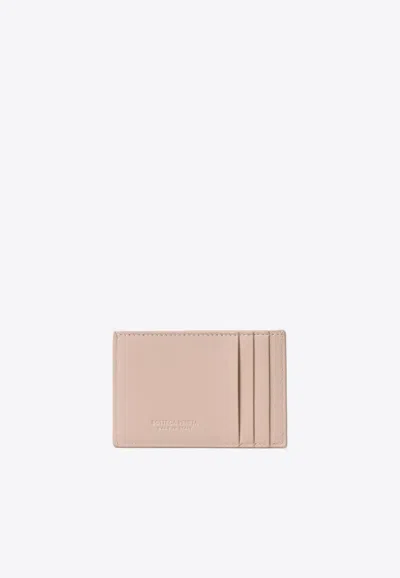 Shop Bottega Veneta Cassette Cardholder In Intreccio Leather In Lotus