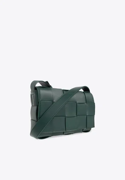 Shop Bottega Veneta Cassette Intrecciato Shoulder Bag In Emerald Green