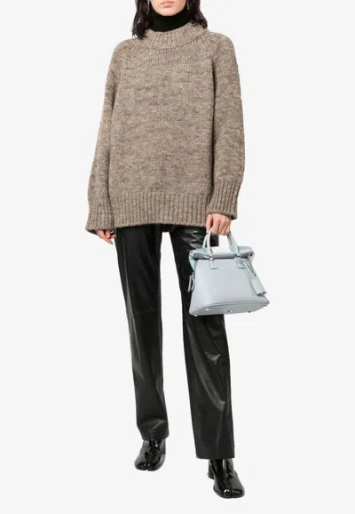 Shop Maison Margiela Chunky-knit Crewneck Sweater In Brown
