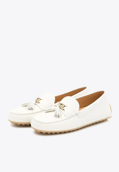 Shop Tod's City Gommino Loafers In White