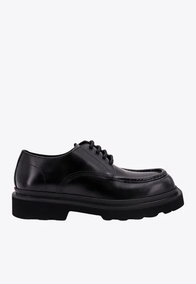 Shop Dolce & Gabbana City Treck Calf Leather Derby Shoes In Black