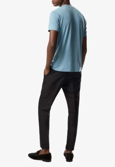 Tom Ford Classic Crewneck Short-sleeved T-shirt In Blue