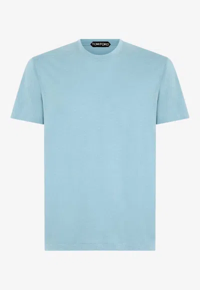 Tom Ford Classic Crewneck Short-sleeved T-shirt In Blue