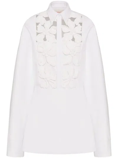 Shop Valentino Embroidered Cotton Dress In White