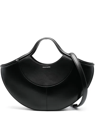 Shop Alexander Mcqueen The Cove Leather Handbag In Black