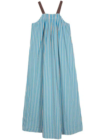 Shop Alysi Striped Short Dress In Blue
