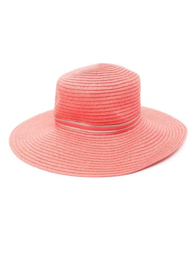 Shop Borsalino Giselle Straw Wide-brim Hat In Red