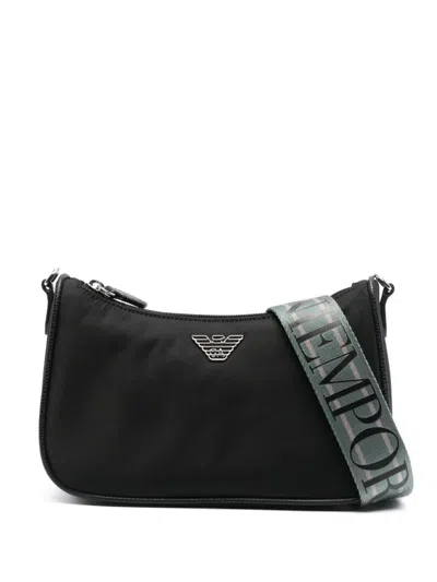 Shop Emporio Armani Nylon Medium Shoulder Bag In Black