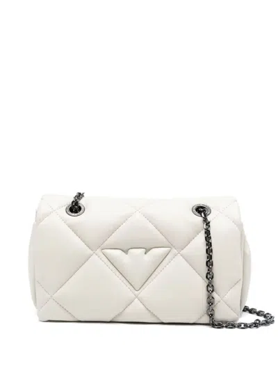 Shop Emporio Armani Quilted Shoulder Bag In White