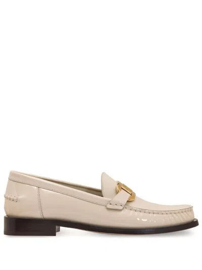 Shop Ferragamo Patent Leather Loafers In White