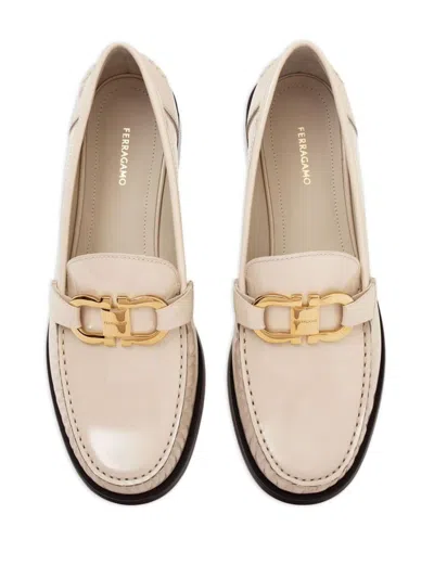 Shop Ferragamo Patent Leather Loafers In White