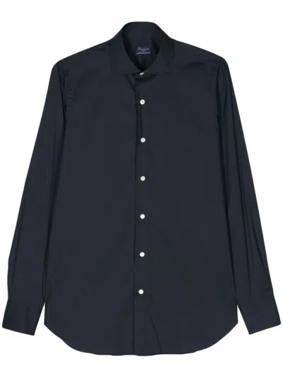 Shop Finamore Regular Fit Cotton Shirt In Blue