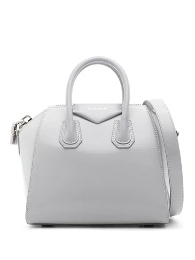 Shop Givenchy Antigona Mini Leather Handbag In Grey