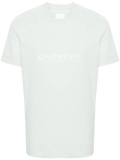 Shop Givenchy Logo Cotton T-shirt In Verde Acqua