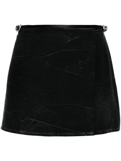 Shop Givenchy Voyou Denim Mini Skirt In Black