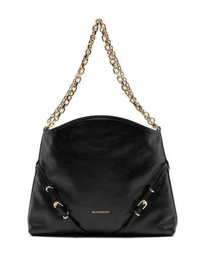 Shop Givenchy Voyou Medium Leather Shoulder Bag In Black