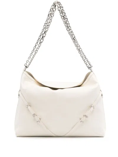 Shop Givenchy Voyou Medium Leather Shoulder Bag In White