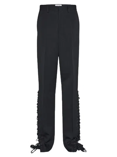 Shop Jean Paul Gaultier Wool Tailored Trousers In Black