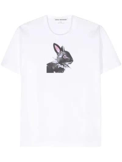 Shop Junya Watanabe Printed Cotton T-shirt In White