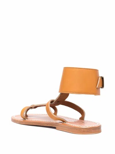 Shop Kjacques K.jacques Caravelle Leather Flat Sandals In Leather Brown