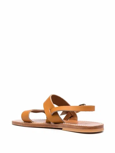 Shop Kjacques K.jacques Barigoule Leather Flat Sandals In Leather Brown