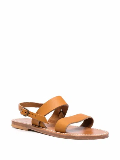 Shop Kjacques K.jacques Barigoule Leather Flat Sandals In Leather Brown