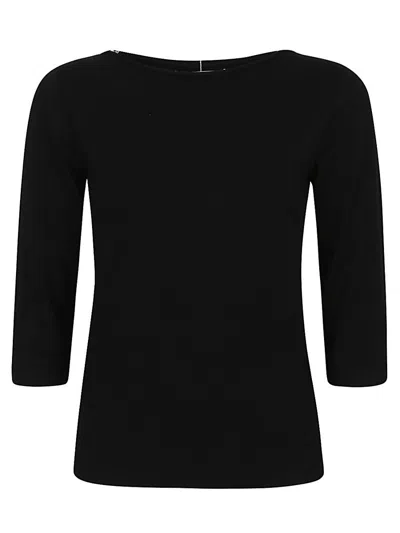 Shop Liviana Conti Boat Neck Viscose Sweater In Black