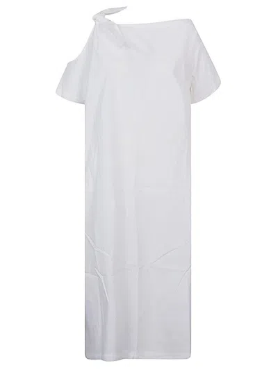 Shop Liviana Conti One-shoulder Cotton Blend Long Dress In White