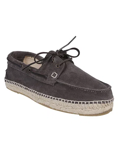 Shop Manebi Manebí Hamptons Suede Boat-shoes Espadrilles In Grey