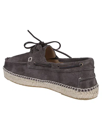 Shop Manebi Manebí Hamptons Suede Boat-shoes Espadrilles In Grey