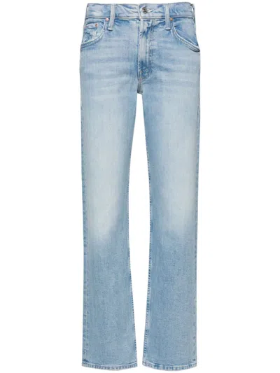 Shop Mother Straight Leg Denim Jeans In Clear Blue