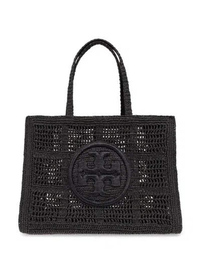 Shop Tory Burch Ella Crochet Large Tote Bag In Black