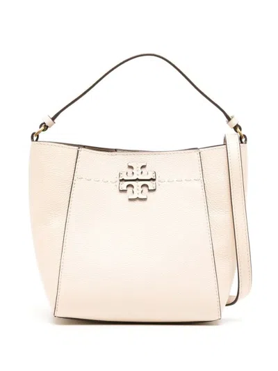 Shop Tory Burch Mcgraw Small Leather Bucket Bag In White