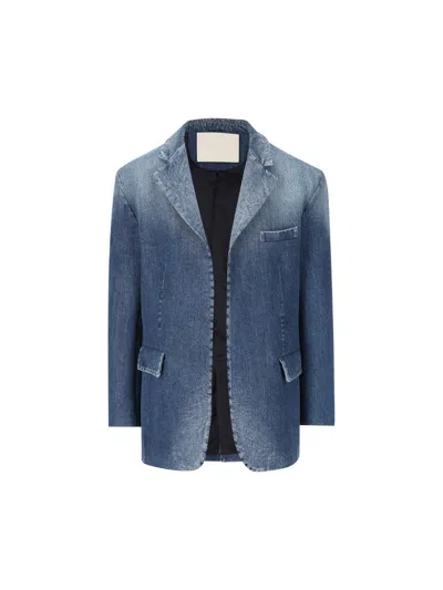Shop Valentino Garavani Jackets In Blue Denim