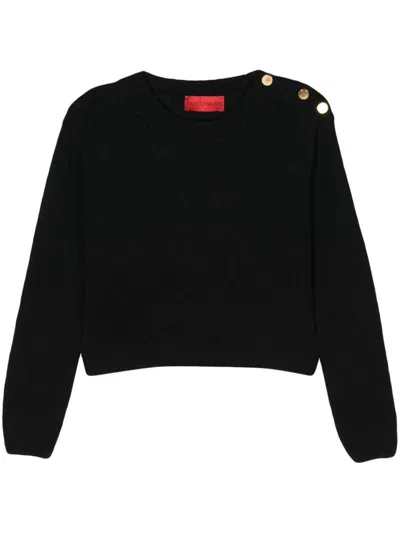 Shop Wild Cashmere Silk Blend Sweater With Metal Buttons In Black