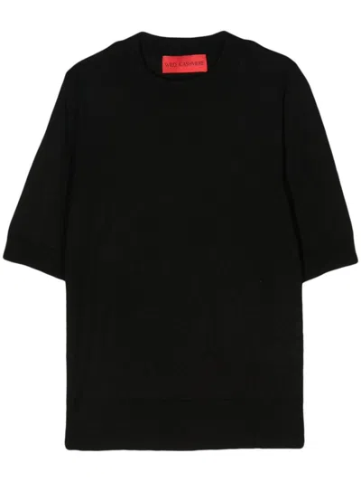 Shop Wild Cashmere Silk And Cashmere Blend Half-sleeve Sweater In Black