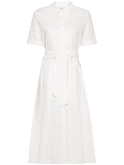Shop Woolrich Belted Poplin Shirt Dress In White