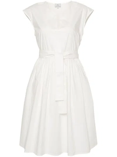 Shop Woolrich Belted Poplin Short Dress In White