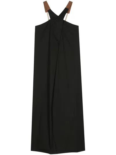 Shop Alysi Poplin Long Dress In Black