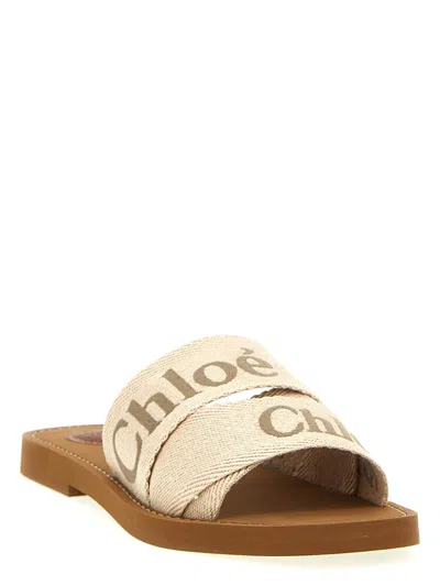 Shop Chloé 'woody' Sandals In Beige