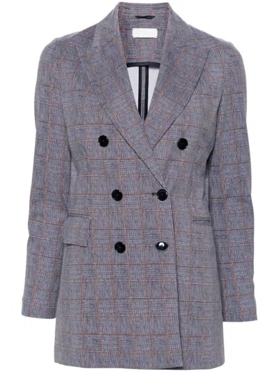 Shop Circolo 1901 Prince Of Wales Double-breasted Jacket In Blue