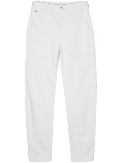 Shop Emporio Armani Cotton Trousers In White