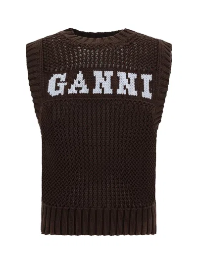 Shop Ganni Knitwear In Hot Fudge