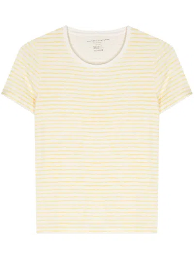 Shop Majestic Filatures Striped Linen Blend T-shirt In Yellow