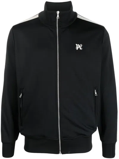 Shop Palm Angels Monogram Classic Zipped Jacket In Black/off White